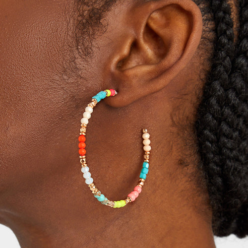 Multi Beaded Hoop Earrings