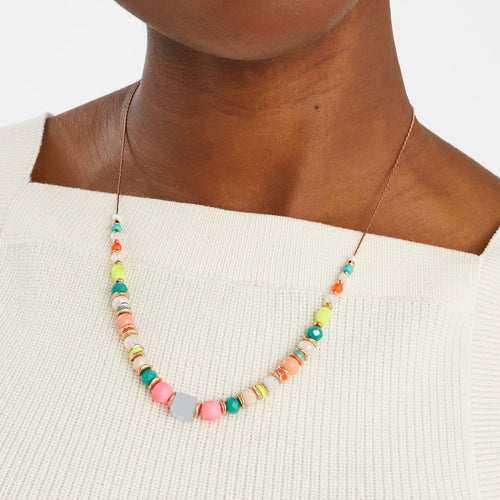 Half Beaded Round Necklace Multi