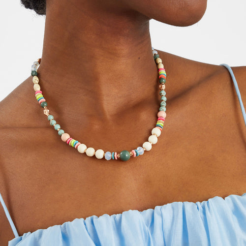 Mix Bead Round Necklace Multi