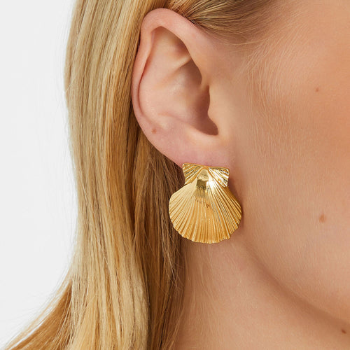 Shell Drop Earrings Gold