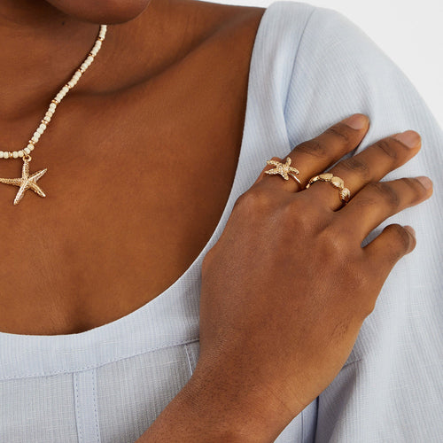 Ocean Rings Gold Pack Of 2