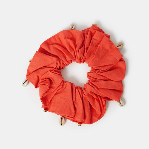 Orange Shell Hair Scrunchie