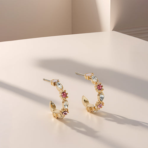 Mini Gemstone Hoop Earrings Pink