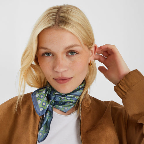 Geometric Floral Square Satin Scarf