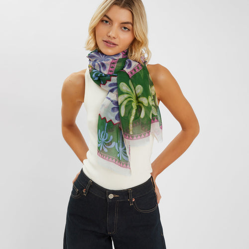Lightweight Palm Print Scarf