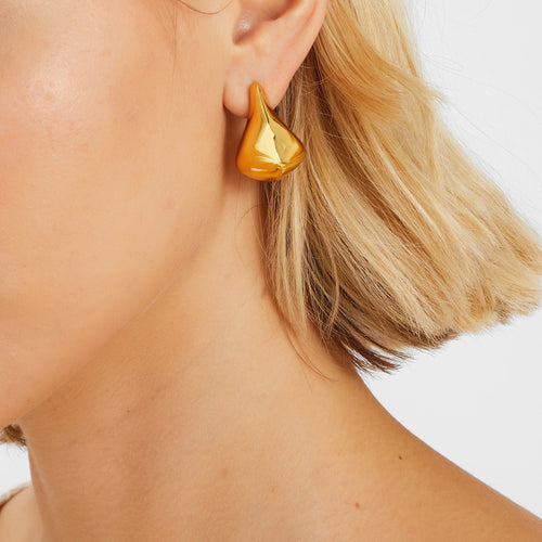 14K Gold-Plated Chunky Teardrop Stud Earrings