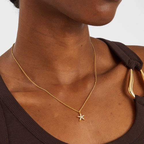14k Real Gold-Plated Starfish Pendant Necklace