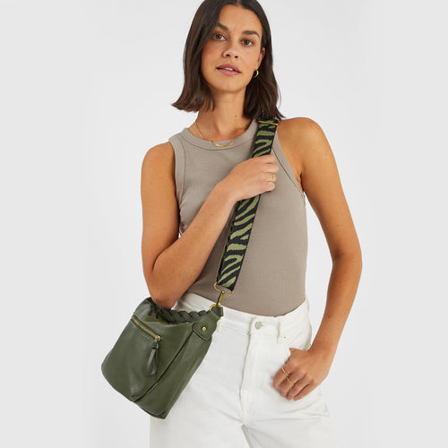 Green Braided Strap Sling Bag