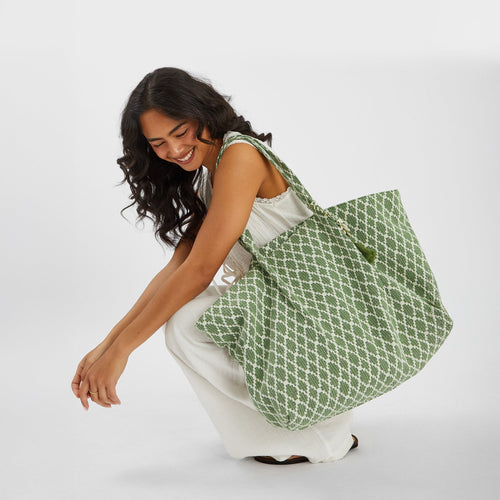 Geometric Print Weekender Bag