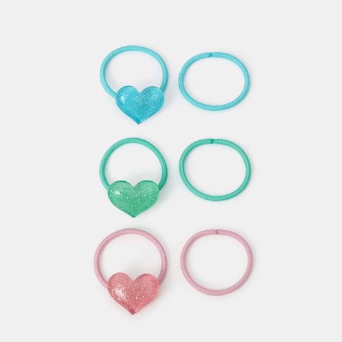 Kids Girls Glitter Heart Hair Bands Set Of 6