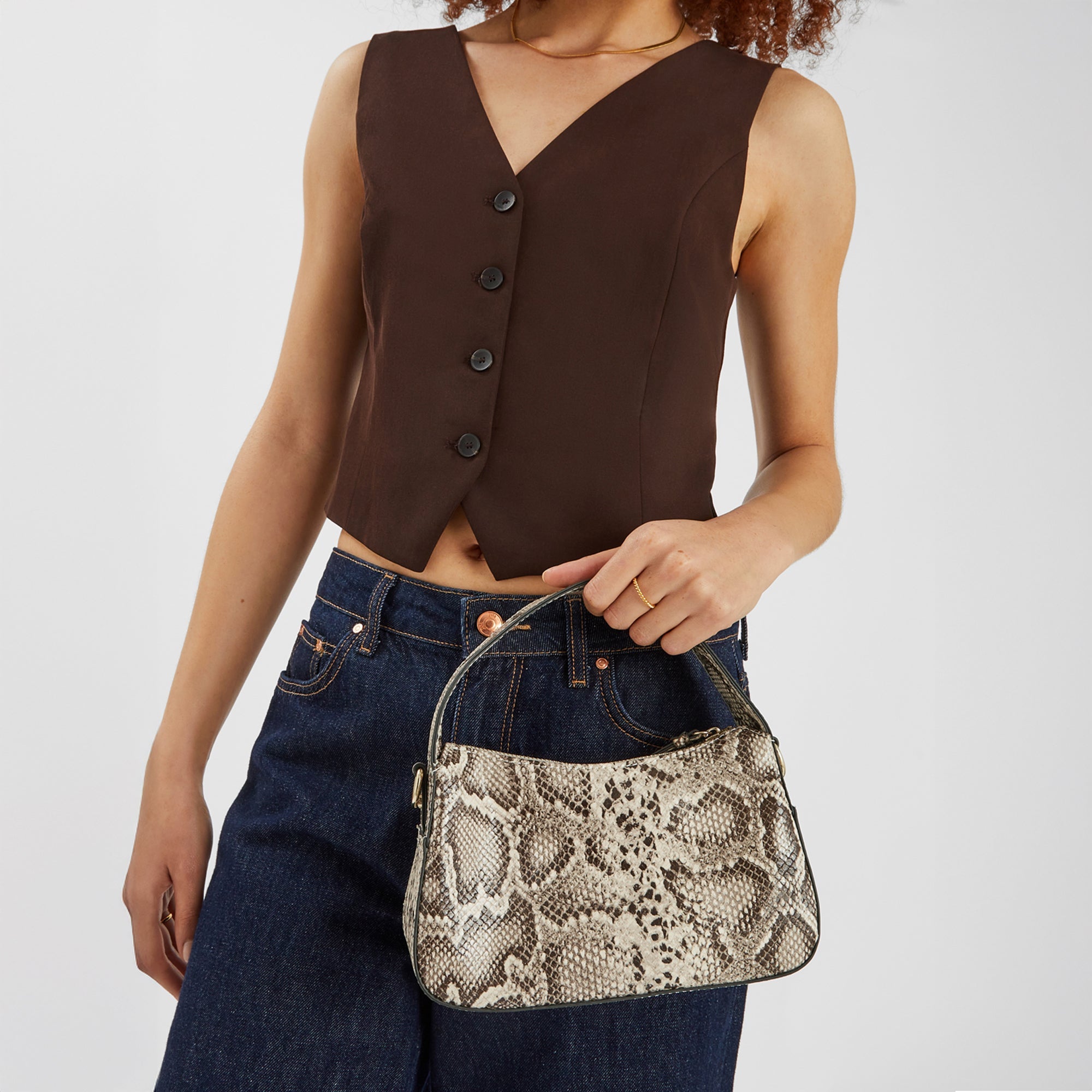 Snake Print Curved Handheld