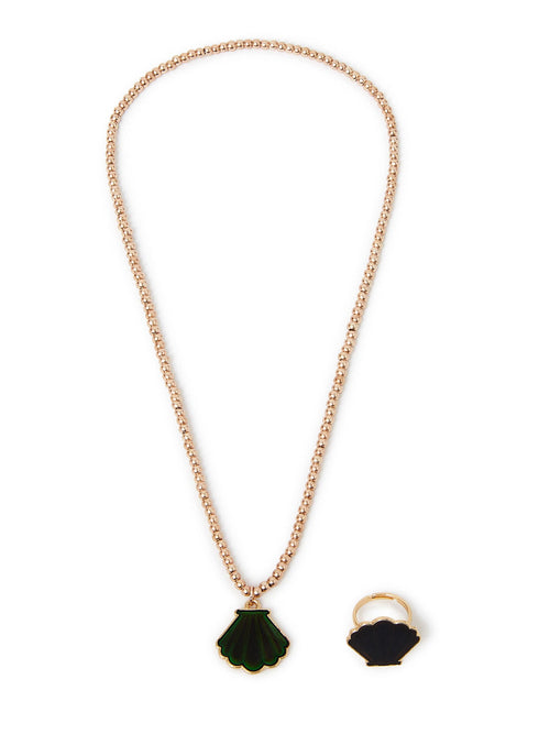 Shell Mood Ring and Necklace Set