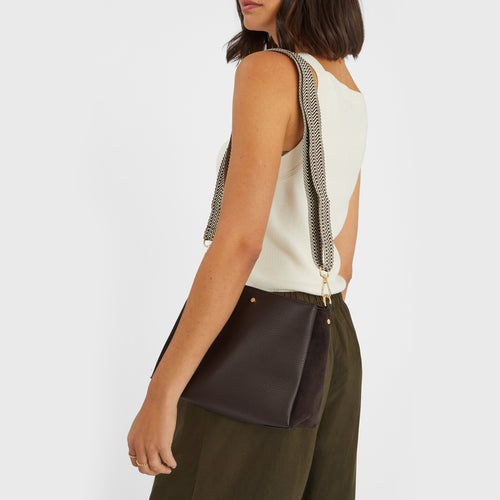 Chocolate Brown Webbing Strap Sling Bag