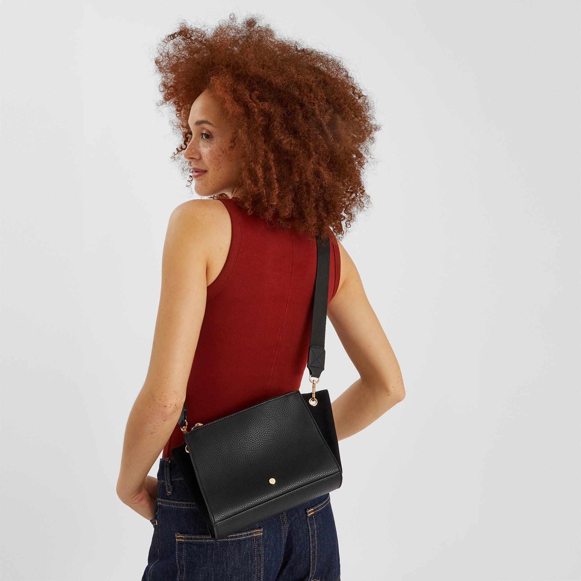 Black Double-Zip Sling Bag
