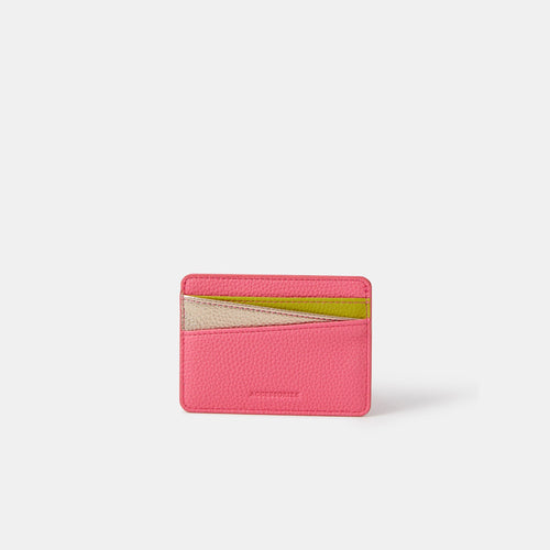 Pink Curved Color Block Card Holder