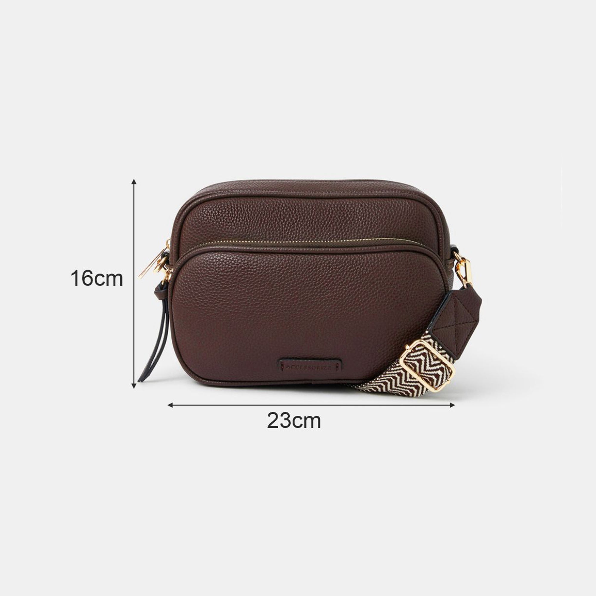 Chocolate Brown Dina Double Zip Camera Sling Bag