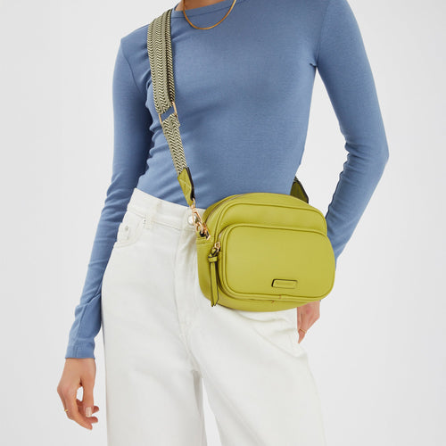 Green Dina Double Zip Camera Sling Bag