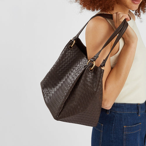 Brown Woven Shoulder Bag