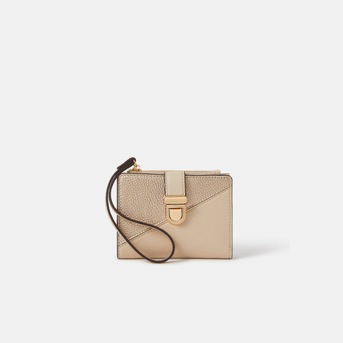 Cream Wrist Strap Push Lock Wallet