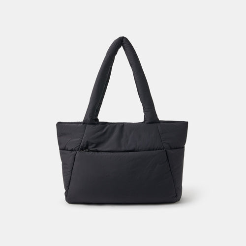 Black Padded Quilted Tote Bag