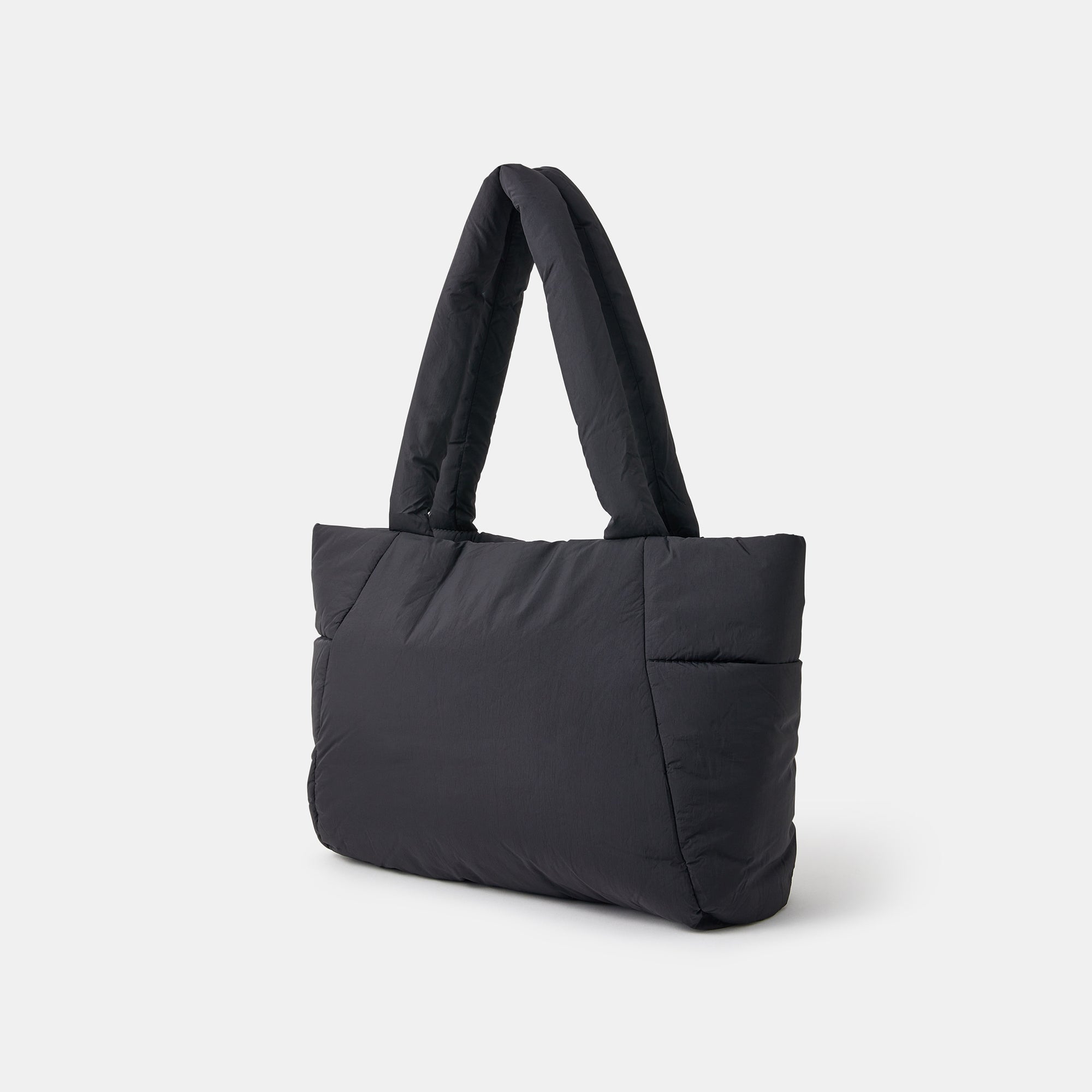 US Customized Quilted ボディー バッグ Black Padded Quilted Tote Bag