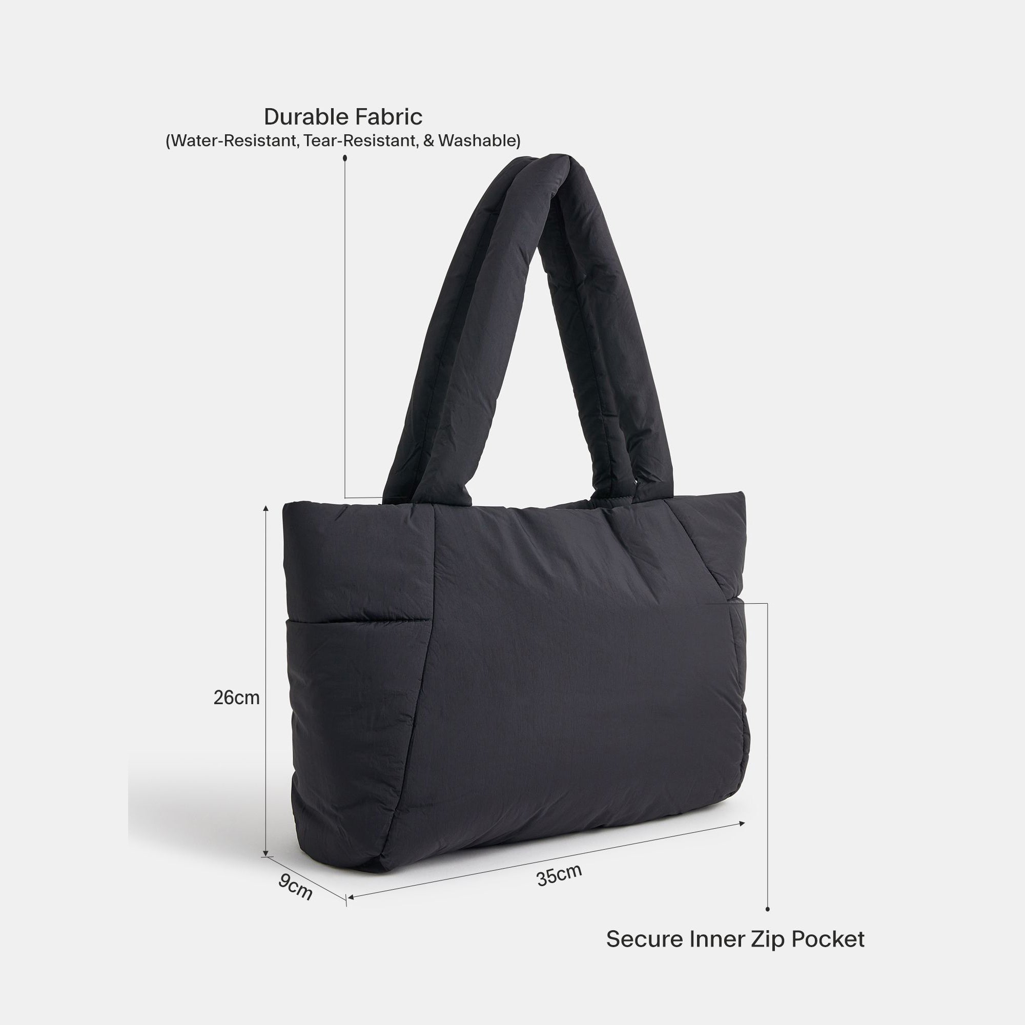 US Customized Quilted ボディー バッグ Black Padded Quilted Tote Bag