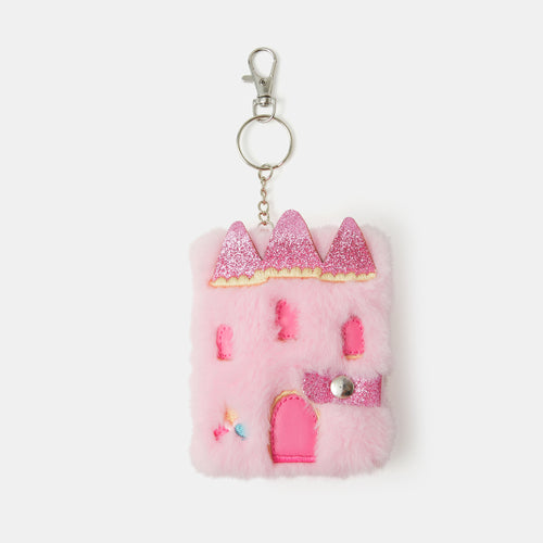 Kids Girls Faux Fur Castle Keychain Notebook