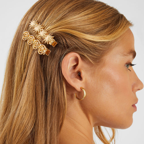 Gold Snail Metal Hair Clips Set of 2