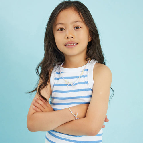Kids Girls Beaded Bow Jewellery Set