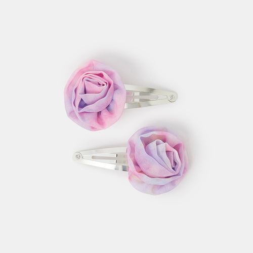 Kids Girls Fabric Flower Hair Clips Set Of 2
