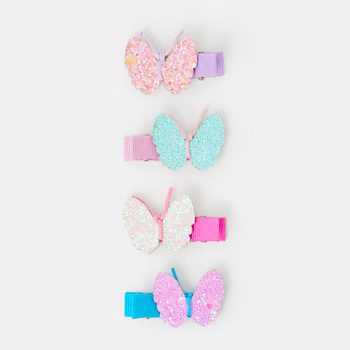 Kids Girls Sparkle Butterfly Hair Clips Set Of 4