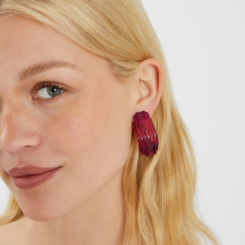 Brown Extra Chunky Resin Hoop Earrings
