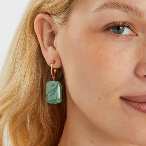 Resin Hoop Drop Earrings