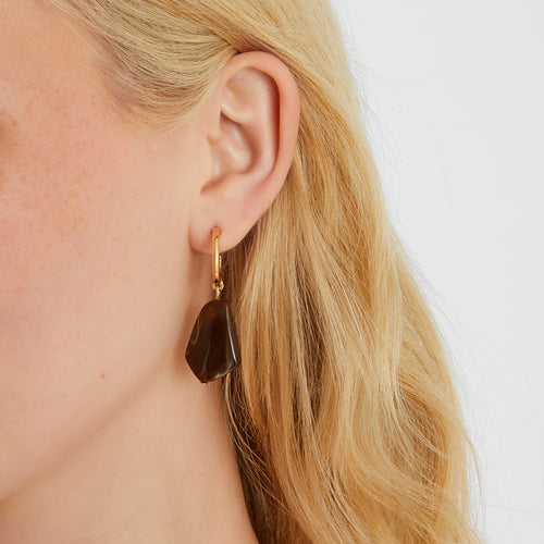 Marble Resin Hoop Drop Earrings