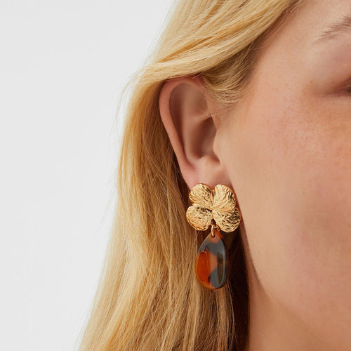 Multi Flower Tort Drop Earrings