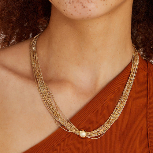 Multi-Chain Bead Pendant Necklace