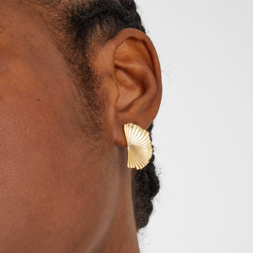 14k Real Gold-Plated Fan Earrings