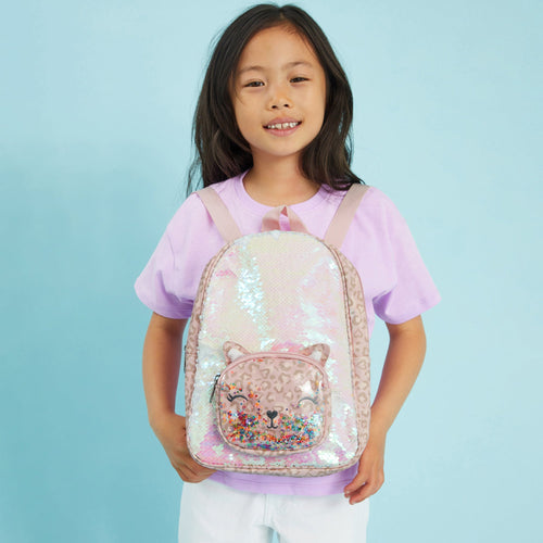 Kids Girls Sequin Cat Backpack