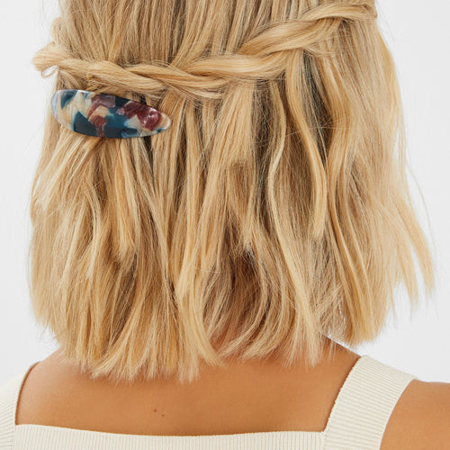 Blue Resin Barrette Hair Clip