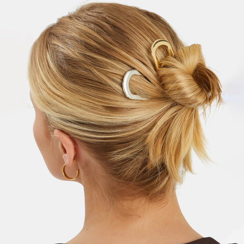 Set Of 2 Mix Metal French Hair Pins