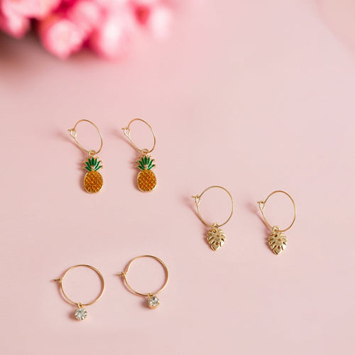 Tropical Charm Hoop Earrings Pack Of 3