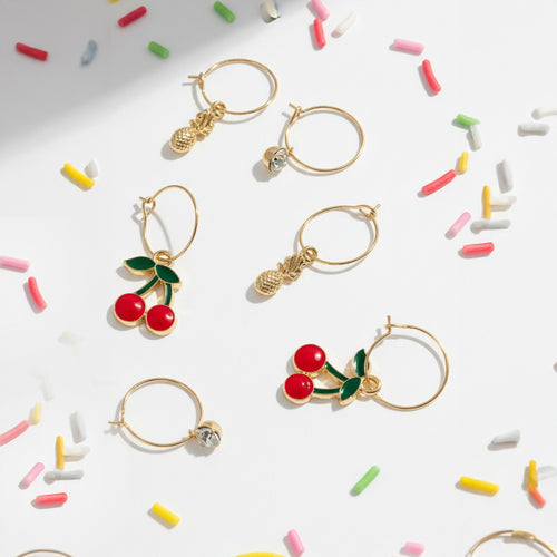 Accessorize London Women Fruity Charm Hoop Earrings Pack Of 3