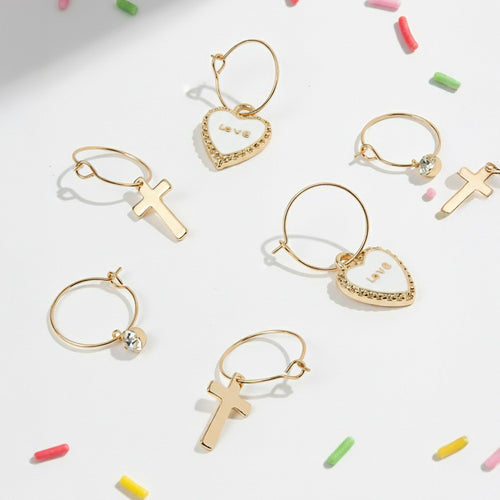 Love Charm Hoop Earrings Pack Of 3