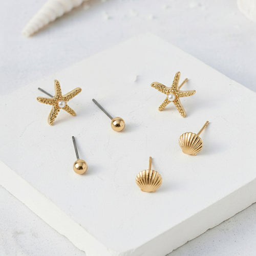 Accessorize London Women Starfish Stud Earrings Pack Of 3