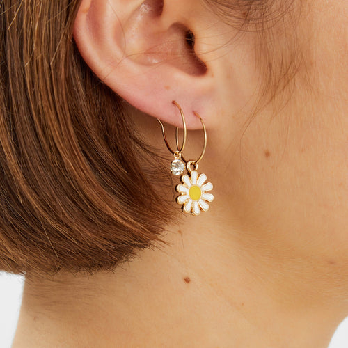 Daisy Charm Hoop Earrings Pack Of 3