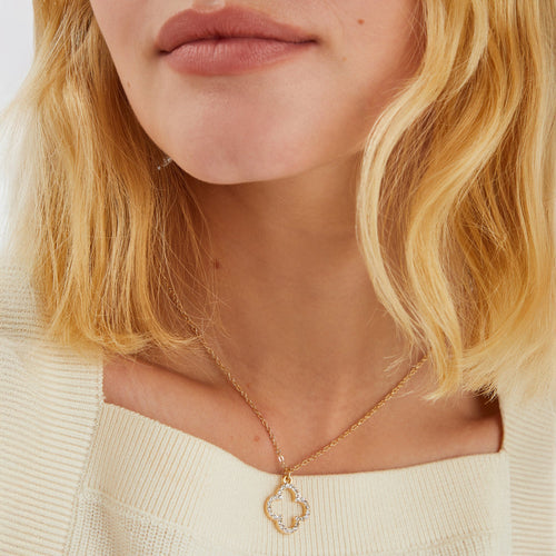 Pavé Cut Out Flora Pendant Necklace