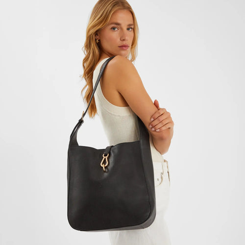 Clasp Leather Shoulder Bag