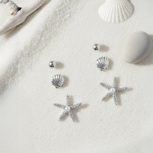 Accessorize London Women's 3-Pack Starfish Stud Earrings