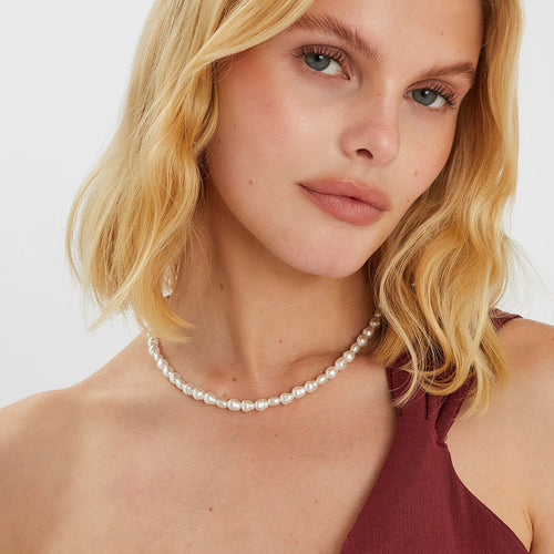 White Pearl Beaded Necklace