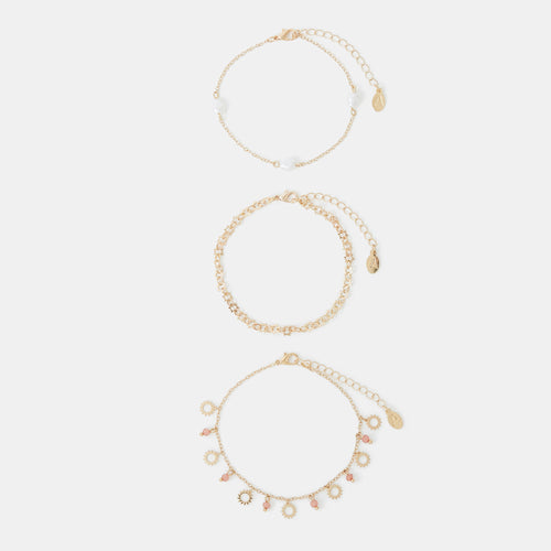 Sunshine Charm Anklets Pack of 3